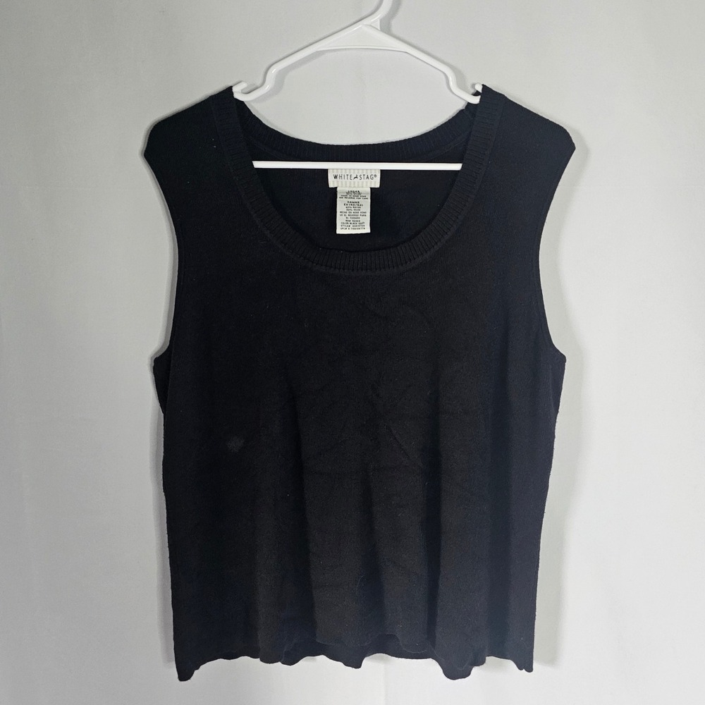 White‎ Stag Womens XL Sleeveless Top Knit Sweater Vest Black Rayon Blend
